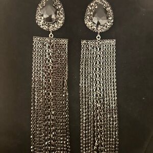 Elegant Black and Silver Dangle Earrings